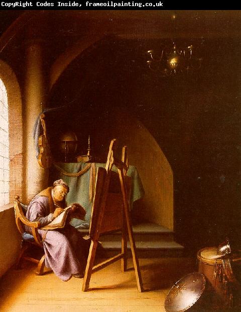Gerrit Dou Man Writing in an Artist's Studio